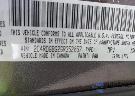 2016 Dodge Grand Caravan Se from USA, damaged, VIN 2C4RDGBG2GR352057